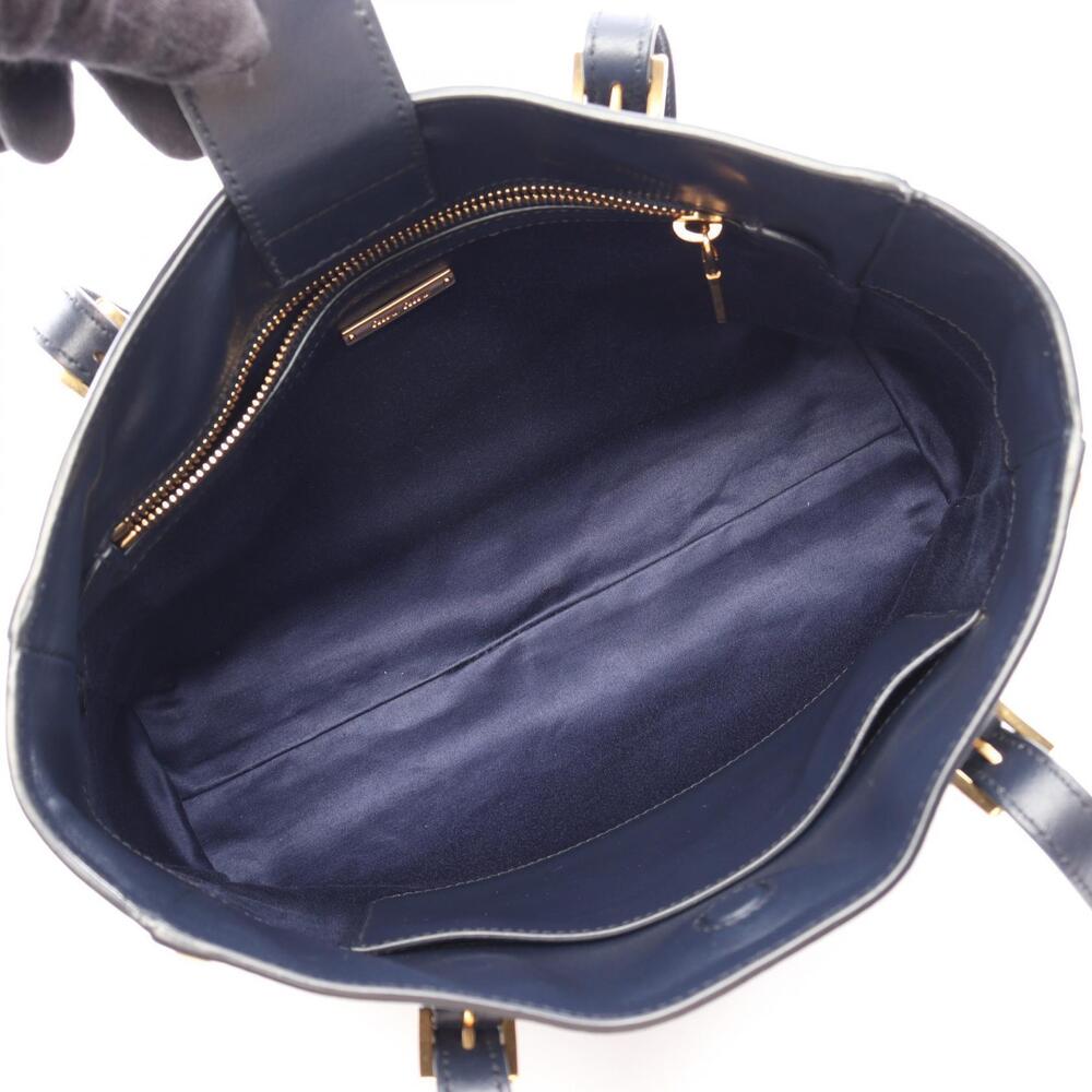 Miu Miu Studded Tote Bag Leather Navy Blue - Picture 3 of 11